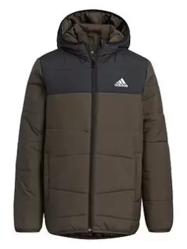 adidas Kids Unisex Synthetic Midweight Jacket - Dark Green, Dark Green, Size 9-10 Years, Women