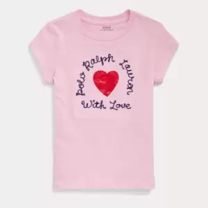 Polo Ralph Lauren Girls Valentines Heart T-Shirt - Garden Pink - 12-14 Years