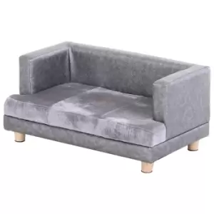 PawHut Pet Sofa For Dogs & Cats W/ Wooden Frame & Plush Soft Cushions - Grey