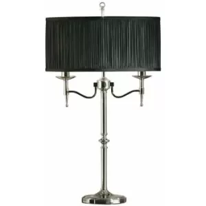 Avery Luxury Twin Table Lamp Bright Nickel & Black Shade Traditional Bulb Holder