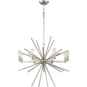 8 Light Chandelier Silver Finish, E27