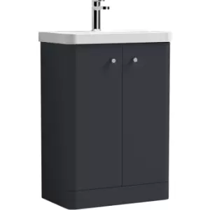 Nuie Core Floor Standing 2-Door Vanity Unit with Thin Edge Basin 600mm Wide - Satin Anthracite