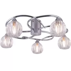 Harperliving - bolla LED 5-Lights Energy Saving LED Ceiling Light, Polished Chrome, Natural White (4000K), Bulbs Included