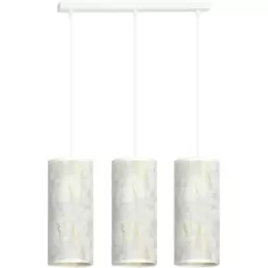 Emibig Karli White Bar Pendant Ceiling Light with White Fabric Shades, 3x E14