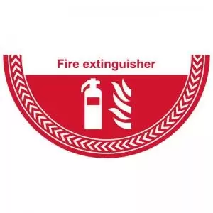 Fire Extinguisher Floor Graphic adheres to most smooth clean flat