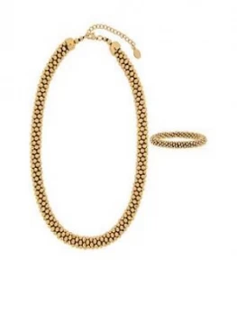 Accessorize The Bobble Necklace And Bracelet Set - Gold
