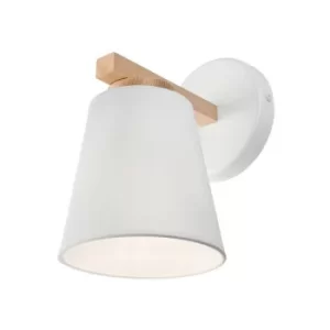 Ellie Dome Wall Light, Fabric Shade, White, 1x E27