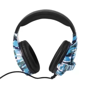 VYBE Camo Wired Gaming Headset With LED Lights - Marine Blue