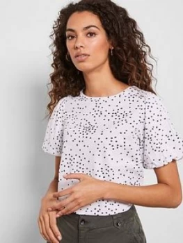 Mint Velvet Spot Print Puff Sleeve T-Shirt - White