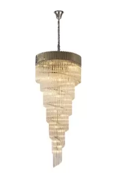 Pendant Round 7 Tier 31 Light E14, Polished Nickel, Clear Glass, Item Weight: 92.7kg