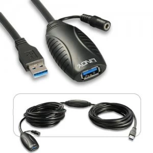 Lindy 43156 USB cable 10 m 3.2 Gen 1 (3.1 Gen 1) USB A Black