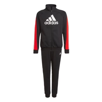 adidas Colorblock Big Badge of Sport Tracksuit Kids - Black / Vivid Red / White