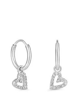 Simply Silver Sterling Silver 925 Mini Heart Hoop Earrings, One Colour, Women