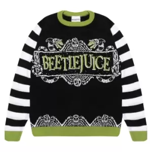 Beetlejuice Mens Logo Knitted Sweatshirt (M) (Black/White/Green)