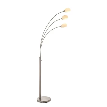 Endon Jaspa - LED 3 Light Floor Lamp Satin Nickel, White Glass