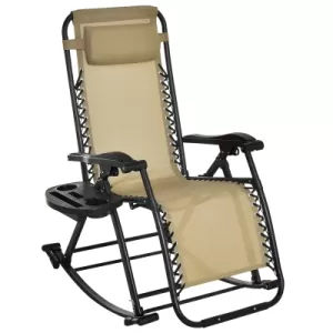 Outsunny Folding Recliner Chair Outdoor Lounge Rocker Zero-Gravity Seat w/ Headrest