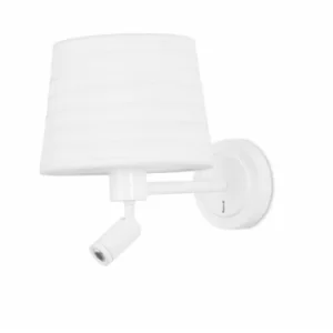 Michigan wall lamp with reading light, white steel, without lampshade