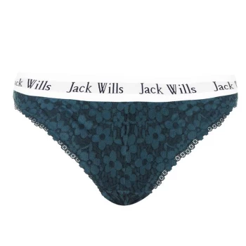 Jack Wills Granforth Lace Knickers - Dark Green