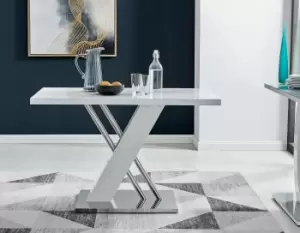 Sorrento 120cm 4-Seater White High Gloss And Chrome Modern Dining Table