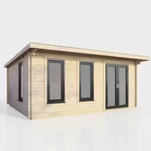 Power 18' x 12' Pent Log Cabin - Right Hand Doors