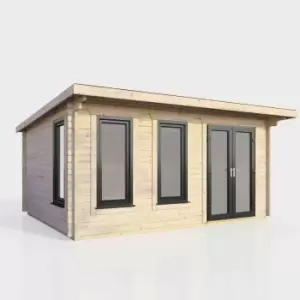 Power 16' x 10' Pent Log Cabin - Right Hand Doors