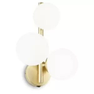 Ideal Lux Perlage 3 Globe Light Wall Lamp Brass