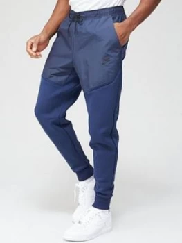 Nike Tech Fleece/Nylon Mix Pants - Navy, Size L, Men