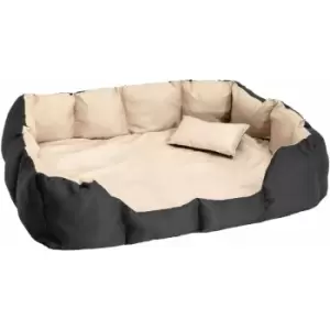 Tectake - Dog bed made of polyester - large dog bed, dog basket, dog snuggle bed - black/beige