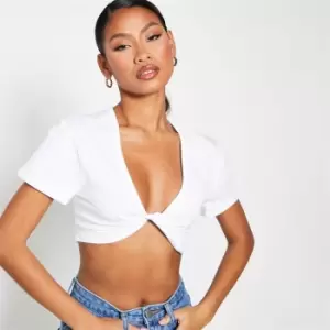 I Saw It First Cotton Twist Front Crop Top - White