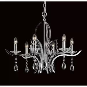 Impex Turin Chrome With Crystal 6 Arm Chandelier