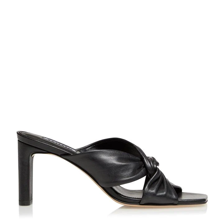 Dune Black Leather 'Magnet' Mid Block Heel Mules - 3