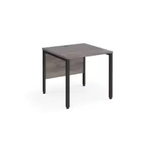 Maestro 25 straight desk 800mm x 800mm - Black bench leg frame and grey oak top