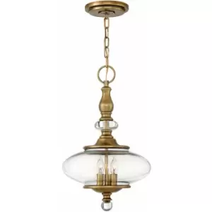 Loops - 3 Bulb Ceiling Pendant Light Fitting Heritage Brass LED E14 60W Bulb