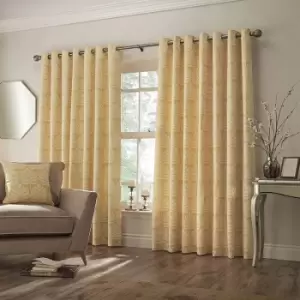 Paoletti Horto Eyelet Curtains (66in x 54in) (Ochre Yellow) - Ochre Yellow