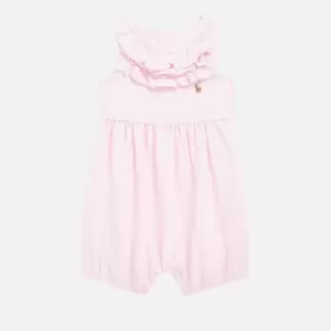 Polo Ralph Lauren Baby Girls Mesh Bubble Romper - Carmel Pink - 12 Months