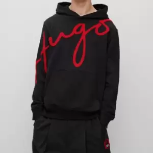 HUGO Dokapi Logo-Flocked Cotton-Jersey Hoodie - M