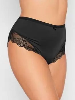 Yours Supersoft Lace Trim Full Briefs Black, Size 14-16, Women