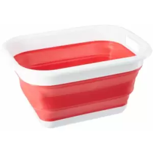 Premier Housewares - Collapsible Red White Laundry Basket Multipurpose And Portable Made from Sturdy pp And Eco-friendly Rubber 34 x 24 x 44
