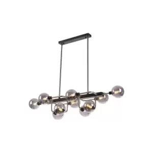 Humphrey Fixed Ceiling Pendant Ceiling Lamp, 10 Light G9, Graphite, Satin Nickel, Smoke Glass