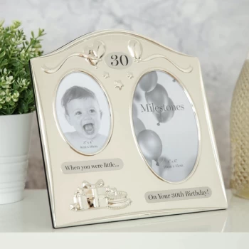 Milestones 2 Tone Silver Plated Double Birthday Frame - 30