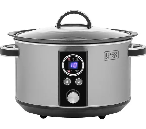 BLACK DECKER BXSC16045GB Slow Cooker - Silver/Grey 5056462310138