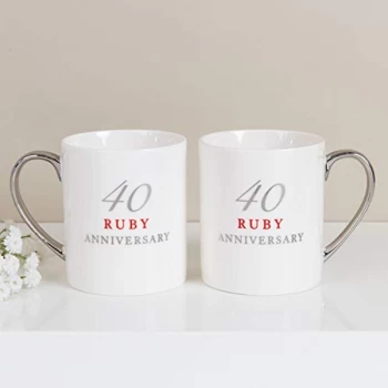 Amore By Juliana Set of 2 China Mugs - 40th Anniversary