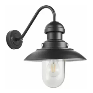 Loops - Matt Black Outdoor Fisherman Wall Light & Clear Glass Shade - Front Porch Light