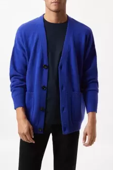 Mens Super Soft Cobalt Relaxed Fit Knitted Cardigan