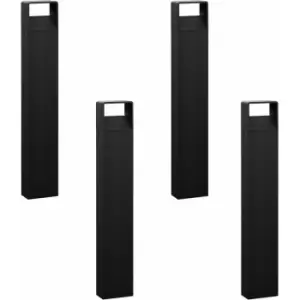 Loops - 4 pack IP44 Outdoor Bollard Light Anthracite Aluminium 6W LED Tall Lamp Post