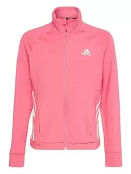 adidas Junior Girls 3 Stripe Training Icons Track Top - Bright Pink, Bright Pink, Size 9-10 Years, Women