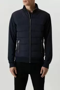 Navy Funnel Neck Quilted Hybrid Jacket