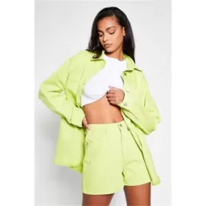 I Saw It First Cropped Denim Boy Shorts Co-Ord - Green