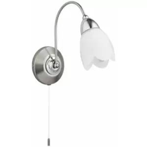 Loops - Dimming LED Wall Light Satin Chrome & Diffused Glass Shade Single Lamp Fitting