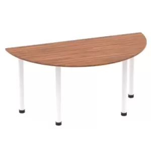 Impulse 1600mm Semi-Circle Table Walnut Top White Post Leg